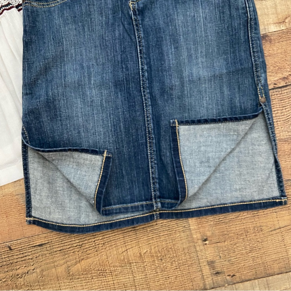 Skirt Denim Jean EXPRESS Stretch Mini Skirt with Large Slits on Each Side - Picture 8 of 12